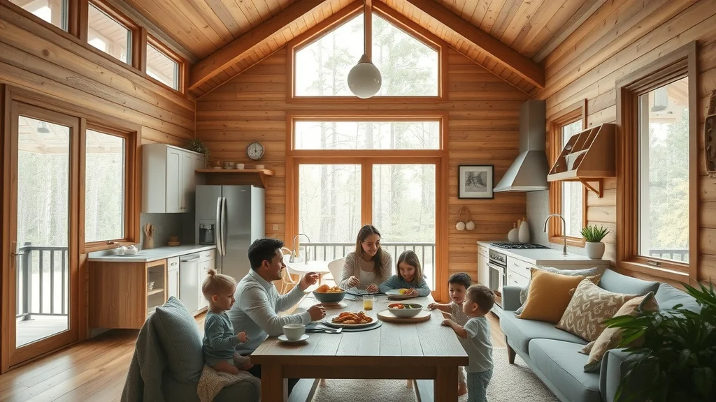 Modern rustic cabin at Tribesman Resort in Branson MO with family preparing meal