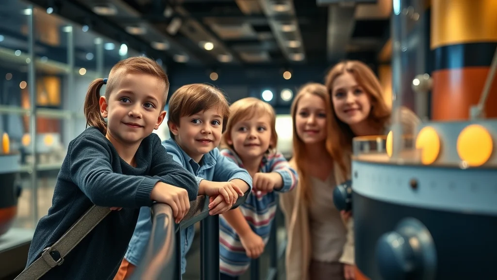 family fun in branson missouri - Kids and parents interacting with Titanic Museum exhibit, lifelike ship details and soft lighting
