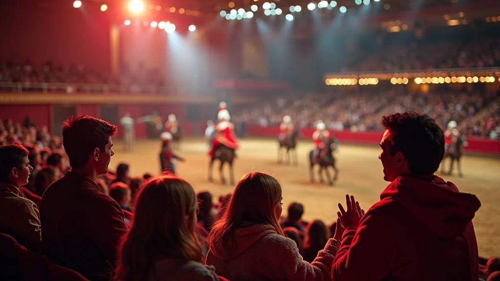 Exciting indoor family show featuring festive horseback pageantry at Dolly Parton's Stampede during Branson festivals suitable for families